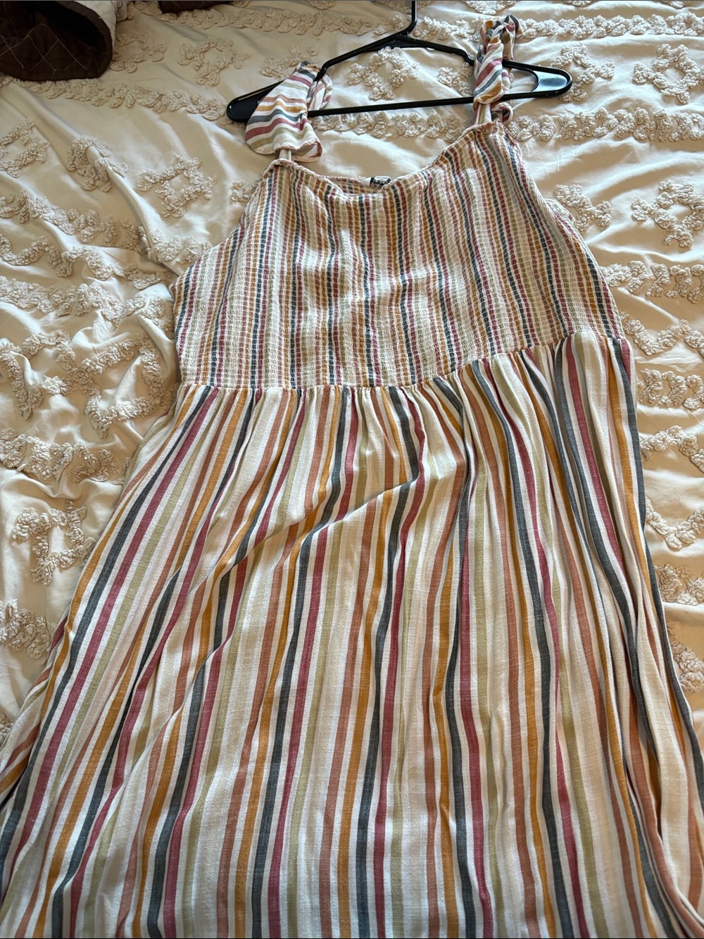 Sonoma Striped Tie-Shoulder Sundress in Cream, Pink, Green and Blue